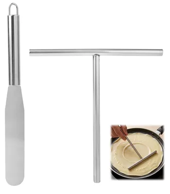 Produktbild von Set aus 2 Crêpes-Pfannen und Teigverteilern aus Edelstahl