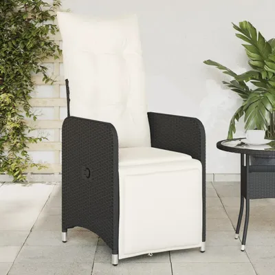Produktbild von "2026 Promotion" Gartensessel Verstellbar mit Kissen Schwarz Poly Rattan - Gartenstühle CC22273