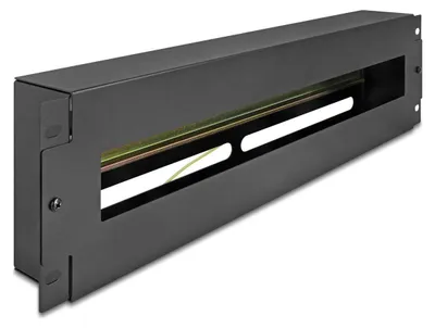 Produktbild von Delock 19 Zoll Schutzschalterleiste mit Abdeckung und Hutschiene 3 HE Metall schwarz