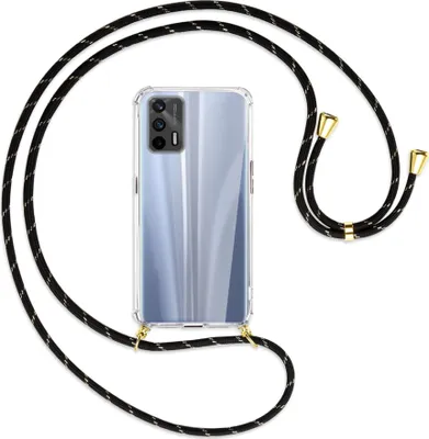 Produktbild von Handykette Backcover-Schutzhülle mit Band (Metall goldfarben) für Realme GT 5G (RMX2202) - schwarz/gold