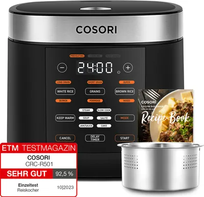 Produktbild von Cosori Multikocher Reiskocher, 17 Programme, Rice Cooker 5L, 970,00 W, 5,00 l Schüssel, Slow Cooker, Premium Innentopf, Warmhaltefunktion, Timer