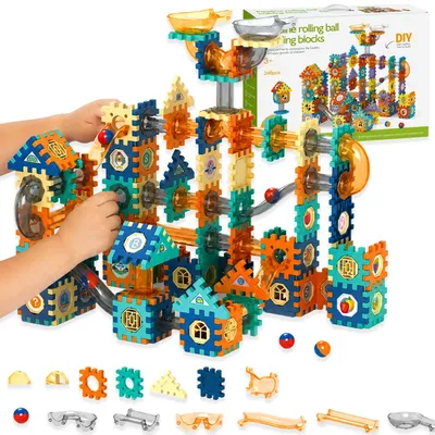 Produktbild von Magnetische Bausteine Kugelbahn 246 Teile mit 16 Kugeln Magnetbausteine Murmelbahn Konstruktionsspielzeug Lernspielzeug Kinder ab 3 Jahren