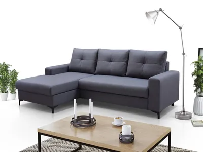 Zdjęcie produktu dla Narożnik do salonu rozkładany 251×165 CM + schowek + funkcja spania + zagłówek + metalowe nóżki Vero LN03