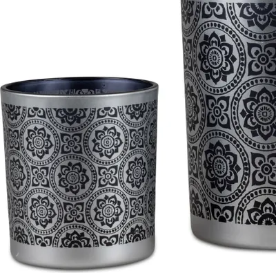Produktbild von Teelichthalter Windlicht CLASSICAL H. 8cm schwarz silber Glas Formano WA