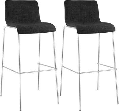 Immagine prodotto di set di 2 sgabelli da bar Hoover in tessuto con struttura a 4 gambe cromata