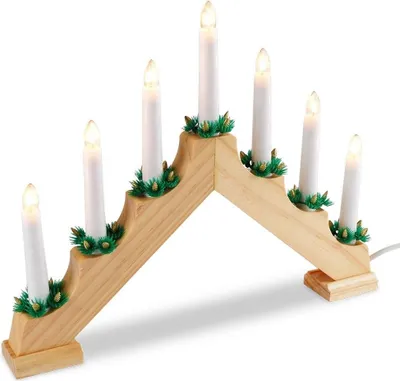 Produktbild von Adventsleuchter mit sieben Kerzen und Holzsockel für eine gemütliche Adventszeit