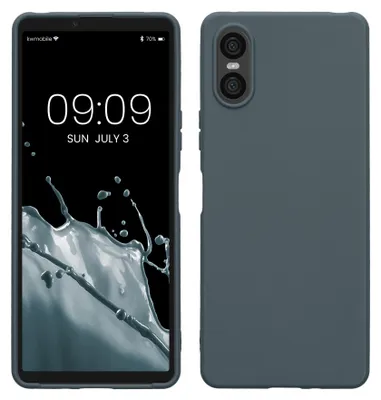 Produktbild von kwmobile Handyhülle für Sony Xperia 10 VI Hülle - TPU Case - Kabelloses Laden - Schutzhülle Cover in Dunkler Schiefer