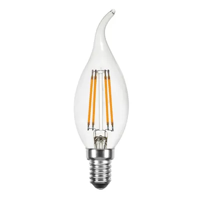 Produktbild von LED Filament Windstoß Kerze 4W = 40W E14 klar Glühlampe Glühbirne extra warmweiß 2200K