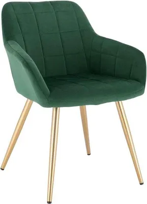 Productafbeelding van Famanu eetkamerstoel met gouden poten - bekleding van fluweel in groen