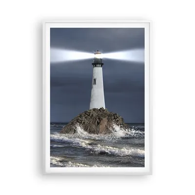 Produktbild von Gerahmtes Poster - Weißer Rahmen - Leuchtturm Meer - 70x100 cm - Wand Bild - Wanddeko - Wandbilder - Kunstposter - Wandposter - Bilderrahmen - Bilder - Kunstdruck - Wandbild - P2WPA70x100-3550