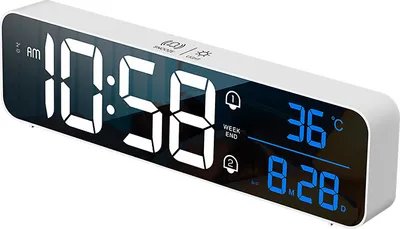 Immagine prodotto di Orologi da tavolo digitali ZELURXX, LED, ricaricabili tramite USB, sveglia musicale, regolazione intelligente del suono, indicatore di temperatura, per soggiorno, camera da letto, 26,5 x 3,5 x 7 cm