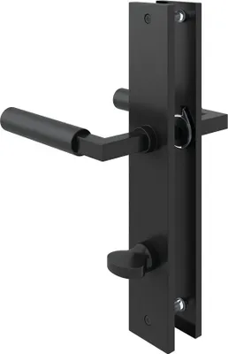 Produktbild von Schwarz matte Baustil Langschildgarnitur BB PZ WC Türdrücker Türbeschlag Renovierungsschild WC DIN Norm