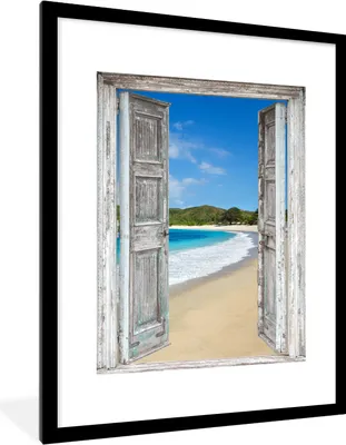 Produktbild von MuchoWow® Gerahmtes Poster Meer - Tropen - Blick - Strand 60x80 cm - Poster mit Schwarzem Bilderrahmen Wandposter Rahmen Foto Bilder - Wohnzimmer - Dekorationen - Prämie