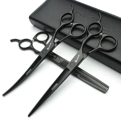 Image de Ciseaux de coiffure, lame de 7 pouces, acier inoxydable 440C, coupe précise, ergonomique
