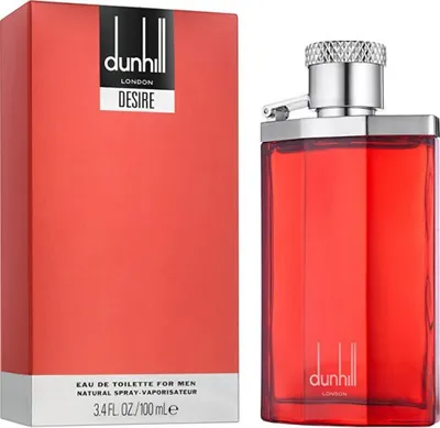 A product shot of Dunhill Desire for Man Eau de Toilette and its packaging.