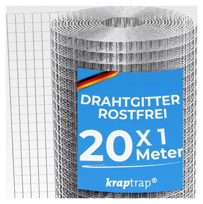Produktbild von Volierendraht Drahtgitter verzinkt 20 m x 1 m 12x12 mm stabiler Kaninchendraht Wühlmausgitter Vogeldraht