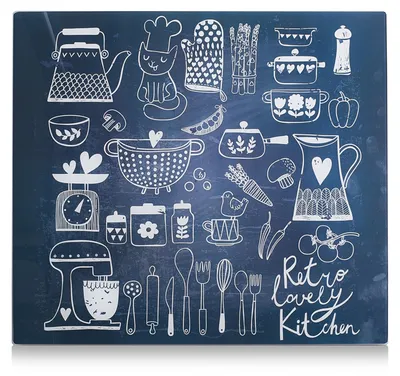 Obrázok produktu pre Zeller Present Lovely Kitchen, Kryt horáka, Obrázok, Obdĺžnikový, Modrá, Sklo, 560 mm