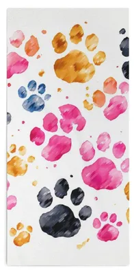 Immagine prodotto di Asciugamano in microfibra ad asciugatura rapida - Motivo colorato con zampe di cane - 35x73 cm