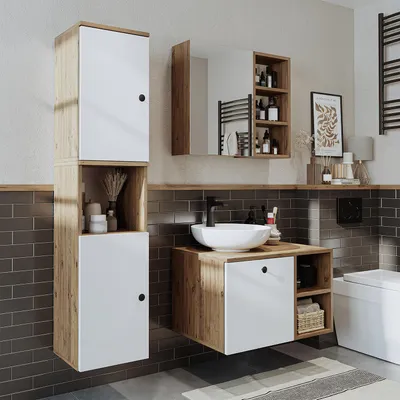 Immagine prodotto di Set di mobili da bagno Roomart LOTUS-I-75, 4 pezzi, larghezza 75 cm, rovere bianco