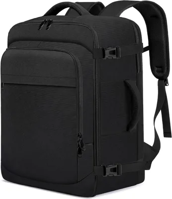 Image de Sac à dos cabine pour avion, dimensions 55x40x20 cm, 44 litres, compartiment pour ordinateur portable de 18 pouces, à placer sous le siège de l'avion, couleur noire