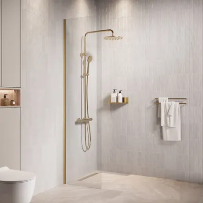 Obrázek produktu pro Badplaats Sprchová Zástěna Florida 40 x 200 cm - Zlatá - Walk-In Sprchový Kout 8 mm Bezpečnostní Sklo