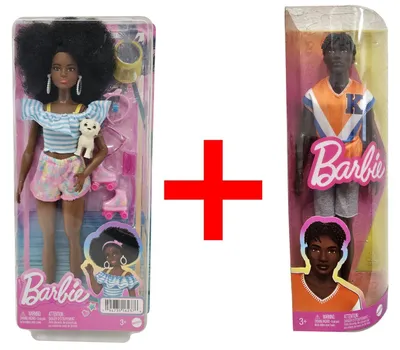 Immagine prodotto di Barbie sportiva con pattini a rotelle + bambola Ken della linea Fashionistas, con abbigliamento sportivo, figure da collezione, set regalo