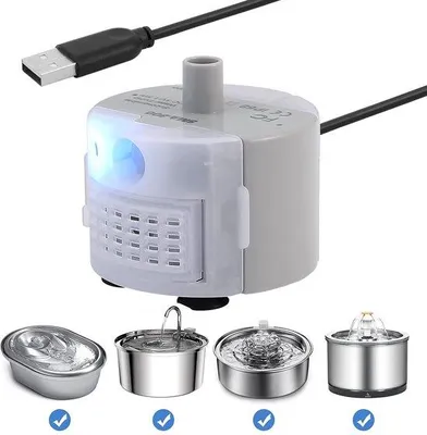 Image de Pompes silencieuses pour fontaines à chat avec LED, en acier inoxydable, 2,5 L