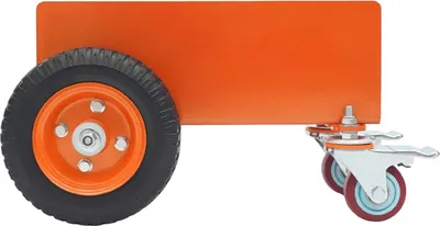 Image de Chariot de transport en acier - Capacité de charge : 300 kg - Roues pneumatiques de 20,32 cm - Roulettes pivotantes avec frein - Couleur : orange