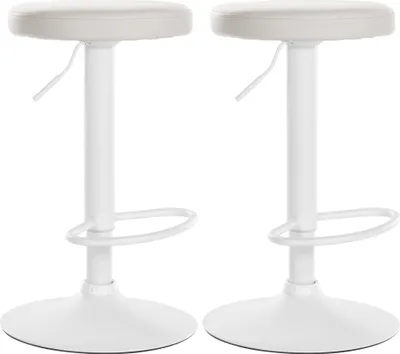 Produktbild von CLP 2er Set Barhocker Ponte Kunstleder höhenverstellbar und drehbar weiß Material Gestell Metall matt weiss