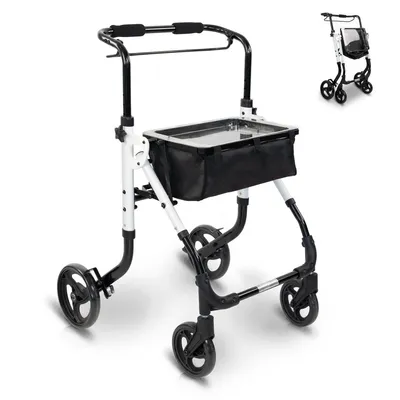 Image de Rollator Mobiclinic pliable et léger Cadre de marche en aluminium pour l'intérieur avec panier Réglable, adapté aux portes d'entrée, avec plateau et panier noir Olimpo