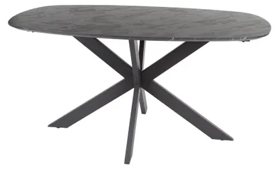Obrázok produktu pre Jedálenský stôl FURNLUX Onyxmarmor Čierna a čierna 150 cm / Hlavná farba: Čierna / Rozmery: 150 x 76 x 90 cm