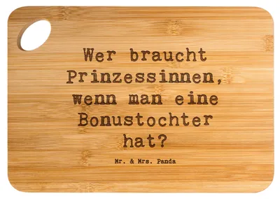 Produktbild von Mr. & Mrs. Panda holzschneidebrett Spruch Bonustochter - Transparent - Geschenk, Schneidebrett, Stieftochter, einzigartige Designs, Frühstücksbrettchen, schneidbrett