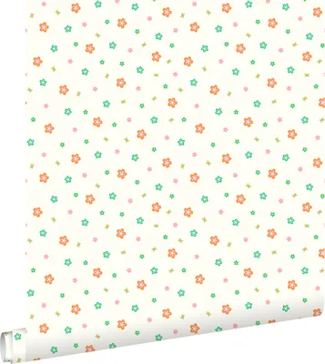 Produktbild von ESTAhome Tapete Blumen Lindgrün und Orange - 114635 - 53 cm x 10,05 m