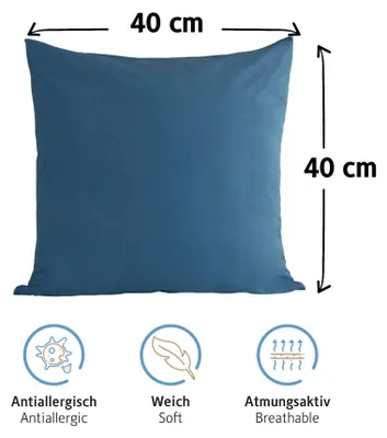 Zdjęcie produktu dla Komfortec 100% bawełniane poszewki na poduszki zestaw 2 40x40 cm, super miękka poszewka premium jersey 150 g/m², poszewka na poduszkę, głęboki morski błękit