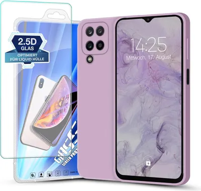 A phone case and screen protector are displayed together.