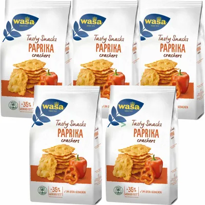 Produktbild von Wasa Tasty Snacks Paprika Crackers VPE (5x150g Packung)