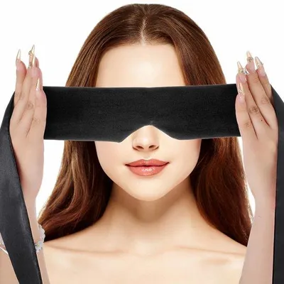 Image de Masque de nuit ajustable pour femmes et hommes, masque de voyage et de méditation, noir, 148 cm