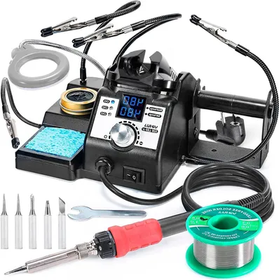 Produktbild von Lötstation – Lötkolben-Set – Elektronikreparatur – Digitale Temperaturregelung – 110 Watt – Schwarz