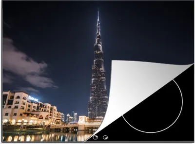 Produktbild von KitchenYeah© Herdabdeckplatte Der Burj Khalifa in Dubai bei Nacht , 59x51cm, Küche Deko, Glaskeramikkochfeld Herdabdeckung, Abdeckplatte fùr Kochfeld