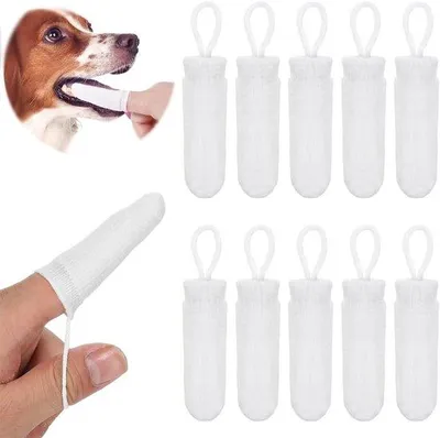 Produktbild von Famanu Zahnbürsten Set für Hunde – 10 wiederverwendbare Fingerzahnbürsten
