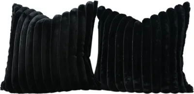 Produktbild von MODFU 2er Set Plüsch Samt Kissenbezüge, Weiche Künstliche Pelz Nachbildungativ Kissenbezug Sofa Zierkissenbezüge Dekokissen Kissenhülle Set für Couch Schlafzimmer Zuhause Auto Nachbildung 50x50cm Schwarz