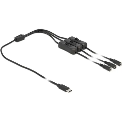 Produktbild von USB-C zu 3x DC 5,5x2,1mm Kabel mit Schalter, 1m