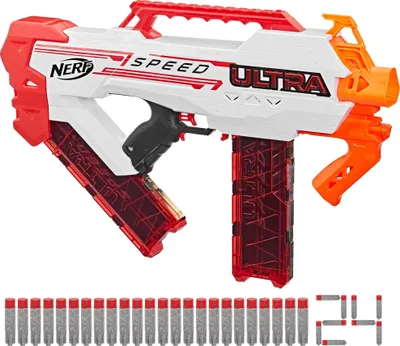 Produktbild von Hasbro F4929 Nerf Ultra Speed vollmotorisierter Blaster, 24 Accustrike Ultra Darts, schiet 7 Darts pro Sekunde