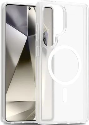 Image de Etui magnétique pour Samsung Galaxy S24 Ultra, compatible MagSafe, dos transparent mat, résistant aux chocs Transparent