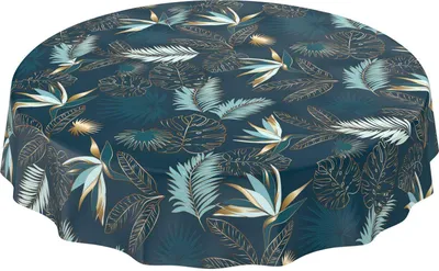 Produktbild von Tischdecke Wachstuch Blumen Grün Robust Wasserabweisend Rund 100 cm
