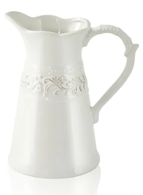 Productafbeelding van Omgoods - Witte Keramische Pitcher Vaas voor Bloemen Decoratie