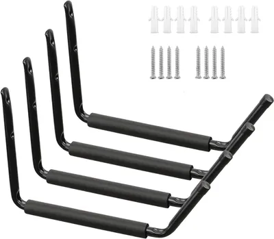 Imagen del producto de Ganchos para garaje con acolchado, juego de 4 unidades, con una capacidad de carga de hasta 45 kg, ideales para bicicletas y herramientas de jardín