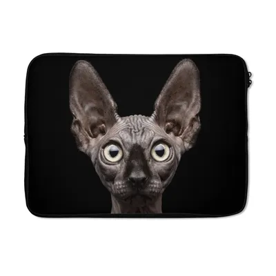 Produktbild von MuchoWow® Laptop Hülle 13 Zoll Katze - Haustiere - Porträt - Schwarz Laptoptasche - Laptophülle - Sleeve - Rundumschutz