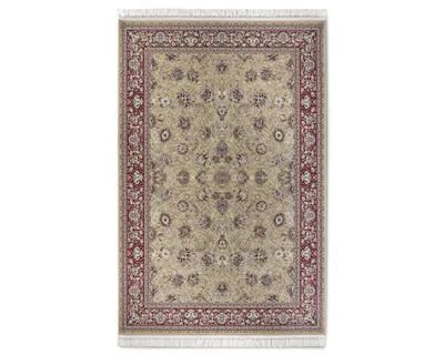Zdjęcie produktu dla Dywan tradycyjny do salonu 155x235cm, klasyczny beżowo czerwony z frędzlami