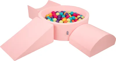 Produktbild von KiddyMoon Spielplatz Aus Schaumstoff Mit 300 Bälle 7cm Hindernisläufen Version 4 Rund Bällebad Mit Bunten Bällen Für Babys Und Kinder